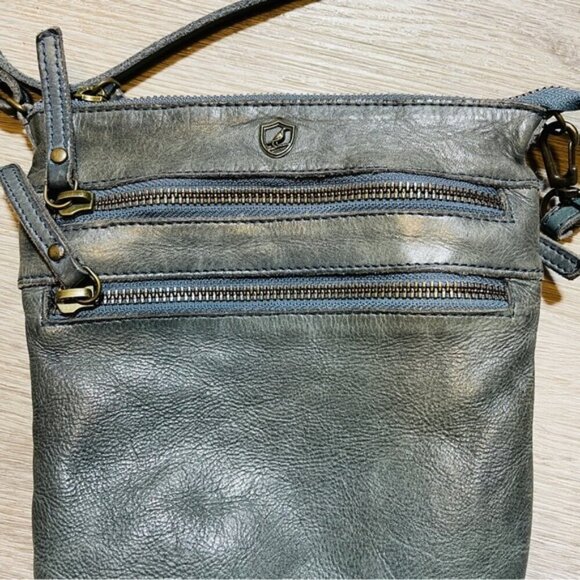 Cochoa Leather Crossbody Purse Blue Green Teal Small - Picture 6 of 7